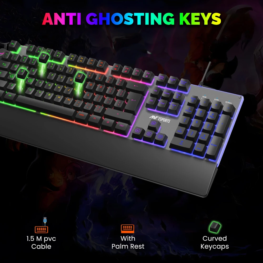 Ant Esports USB Mechanical Gaming Keyboard Mouse Combo RGB (KM550) view 3